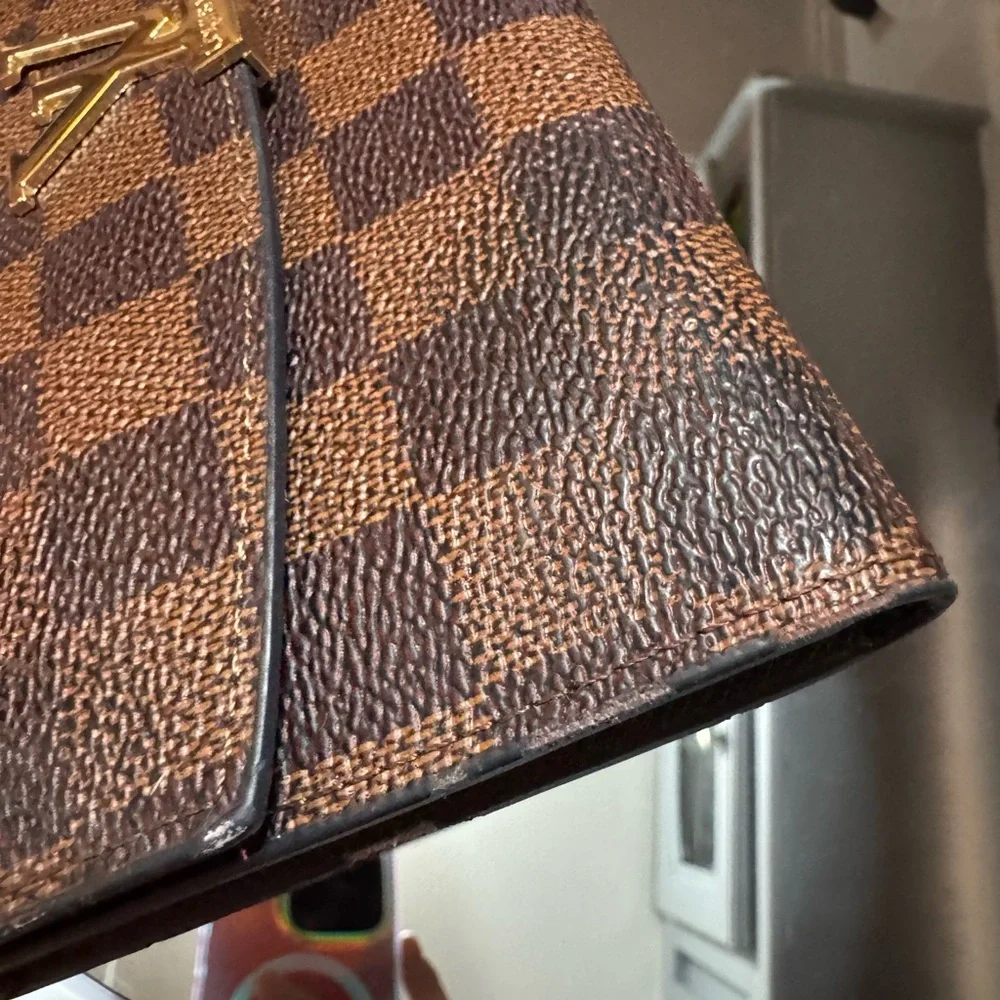 Louis Vuitton Brown Damier Ebène Long Wallet with Gold LV Hardware